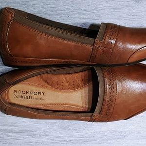 Rockport Cobb Hill women size 11 "Gigi" slip on almond Brown leather loafers